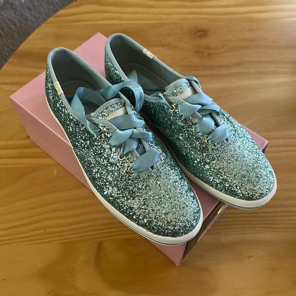 Keds for Kate Spade champion KS glitter blue 8M NIB NWT new in box sneakers